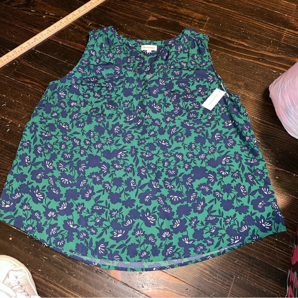 Floral Green and Blue Women's Tank Top